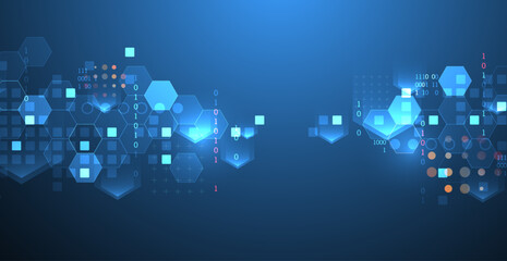 Geometric abstract background with hexagons. Science and technology. Vector