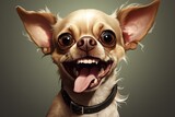 Fototapeta  - Funny chihuahua illustration with a silly expression, perfect for meme and caricature purposes. Generative AI