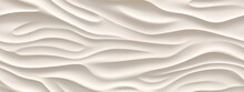 Seamless Subtle White Glossy Soft Waves Background Texture Overlay. Abstract Wavy Embossed Marble Displacement, Bump, Height Map. Panoramic Banner Wallpaper Pattern.