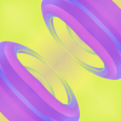 Aufkleber - Bright and colorful background with two round objects in purple. 3d rendering digital illustration