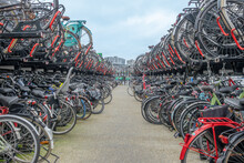 Two-Level Bicycle Parking At Amsterdam Central Station