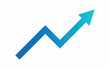 © PictureXpress - blue arrow pointing up grow business financial profit graph grid background gradient blue