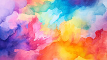 Abstract Pastel Watercolor Background. Rainbow Watercolour Pattern. Abstract Water Color Texture. Watercolor Pastel Splash. Summer Watercolour Vector Background