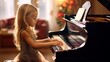 Girl playing piano made with Ai generative technology, Person is fictional