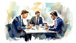Business Meeting Präsentation Team Meeting Unternehmen Watercolor Vektor