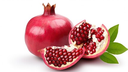 Wall Mural - Cut pomegranate isolated on white background with clipping path