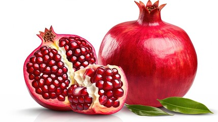 Wall Mural - Cut pomegranate isolated on white background with clipping path