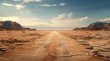 Deserted Worn Out Road Digital Post Apocalyptic Painting Empty 4k Wallpaper Scene