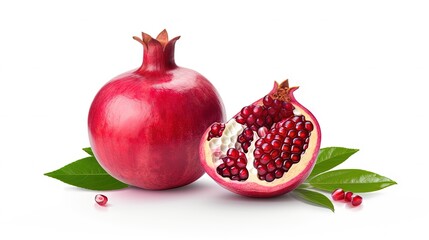 Leinwandbilder - Cut pomegranate isolated on white background with clipping path