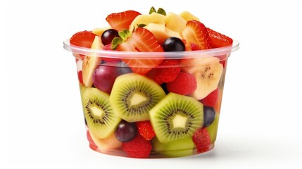 Aufkleber - Fruit salad in cup isolated on white