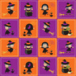 Seamless Halloween cartoon witches graphic pattern