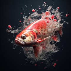 Wall Mural - Fantasy of the fish on clean background. Underwater animals.