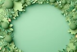Fototapeta Kwiaty - Green world paper cut style with copy space on green backgroundю Greenery, leaves