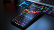 © Maksym - A smartphone screen featuring a stock price chart app that delivers real-time market information and portfolio tracking capabilities.