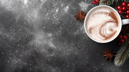 christmas hot drink with copy space 