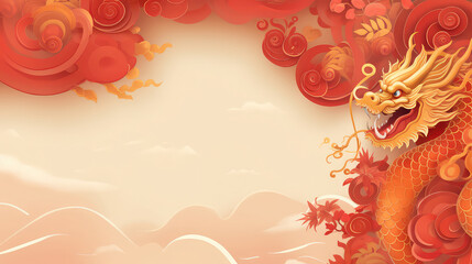 Wall Mural - Chinese Dragon new year banner with copy space.