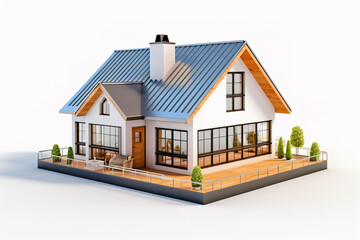 Wall Mural - 3d view of house model.