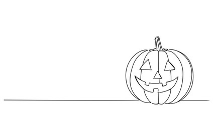 Wall Mural - animated continuous single line drawing of jack-o-lantern halloween pumpkin, line art animation