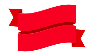 Red Ribbon Vector Banner Template with Transparent Background