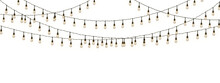Glowing Christmas String Lights Isolated On A Transparent Background. Perfect For Xmas, New Year, Wedding, Or Birthday Decorations. Ideal For Party Event Decor. PNG