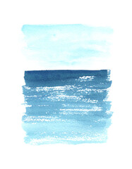 Watercolor hand painted blue sea texture