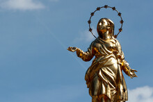 Golden Virgin Statue With Stars, Valgrisenche, Aosta Valley