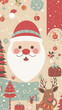 christmas background with Cute cartoon santa claus face portrait