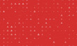 Seamless background pattern of evenly spaced white road narrowing signs of different sizes and opacity. Vector illustration on red background with stars