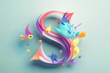 Typographical Logo Smail Cartoon Fish Letter S
