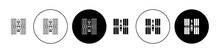 International Space Station Thin Line Icon Set In Black And White Color