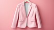 For your Spring Summer clothing design, we have a mock up of clean branding clothes that includes a white cotton T-shirt, blue jeans, white leather sneakers, and a fashionable pink blazer