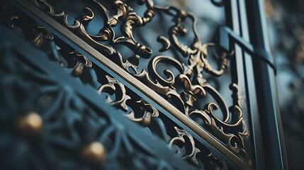 Wall Mural - a metal gate with a metal fence