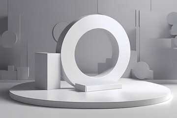 3d rendering of a podium with shapes ai generative image