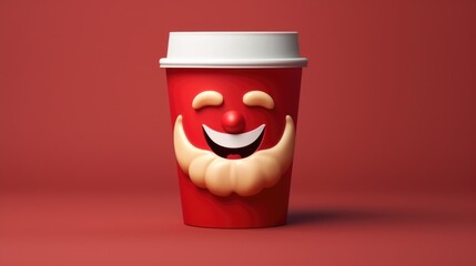 Sticker - A cup of coffee with a smiling face on it