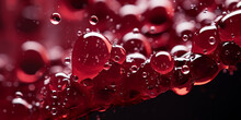 Macro Shot Of Wine Droplets Cascading Down The Interior Of A Glass After A Toast. Intricate Detail, Frozen Motion