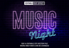 Music Night Neon Editable Text Effect 3d Style Template