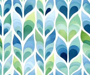 Wall Mural - Ornamental watercolor handdrawn seamless pattern 