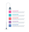 five options under street lamp round infographic template. internet, web, magazine, annual report information template. floor lamp themed infographic template