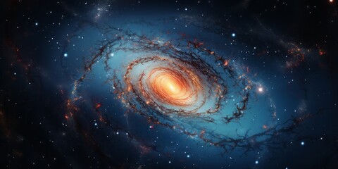 Wall Mural - A Spiral Galaxy Illuminated by Blue Lights