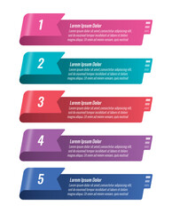 five step briefing template. ribbon infographic template. business, web, annual report, internet, ma