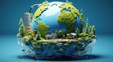 Fototapeta  - Koncepcja czystej wody na ziemi ochrony środowiska i uzdatniania wody. 