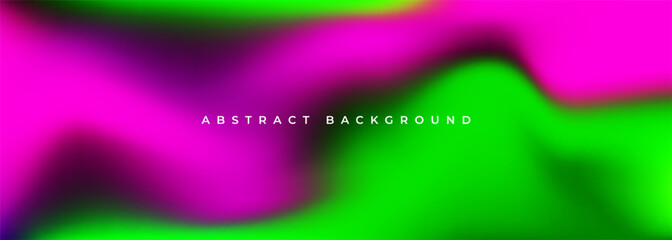 Poster - Bright green and pink holographic background. Abstract pink and green liquid gradient creative banner. Blurred soft blend color gradation minimalist background. Vector illustration.