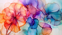 Abstract Floral Alcohol Ink Illustration In Bright Colors. For Covers, Wallpapers, Branding, Greeting Cards, Invitations, Social Media And Other Stylish Projects.