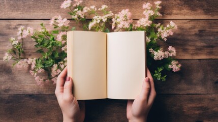 A person holding an open book in their hands