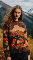 Canvas Print - A woman standing in a field of flowers