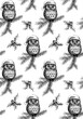 A festive pattern drawn with a pen for gifts for Christmas and new year for decor, prints, posters with an image of an owl in a hat.