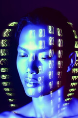 Wall Mural - biometrics concept, cyberpunk, matrix, technology