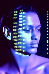 Wall Mural - biometrics concept, cyberpunk, matrix, technology
