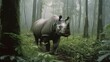 Sumatran Rhinoceros in Dense Rainforest