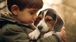 © Andreas - Beagle Puppy Nuzzling Child's Face